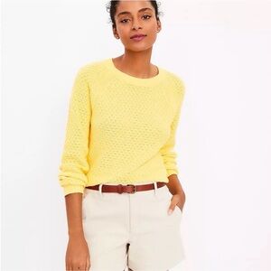 LOFT Raglan Yellow Crew Neck Sweater